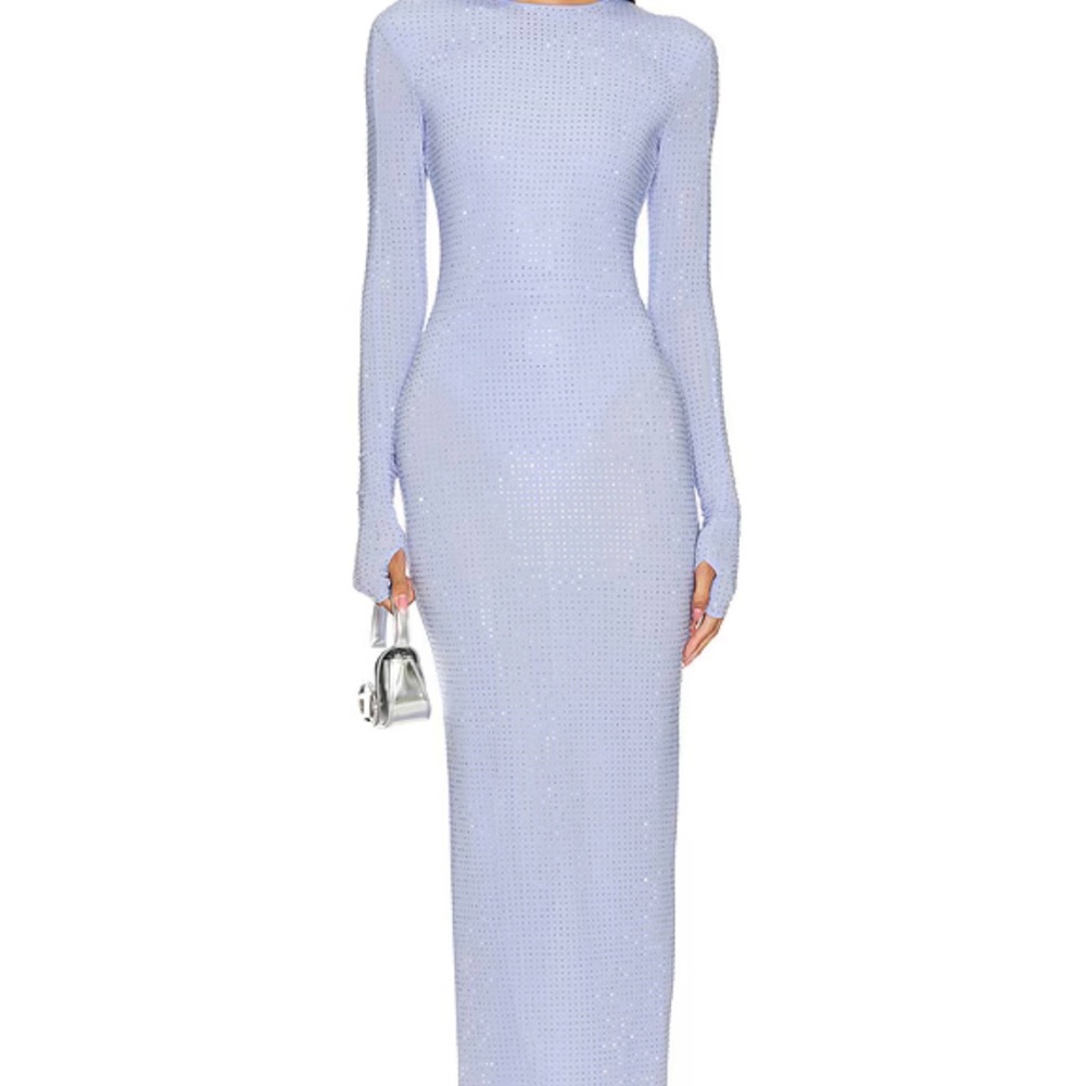 AlexPerry Long Sleeve Crystal Dress in Frost